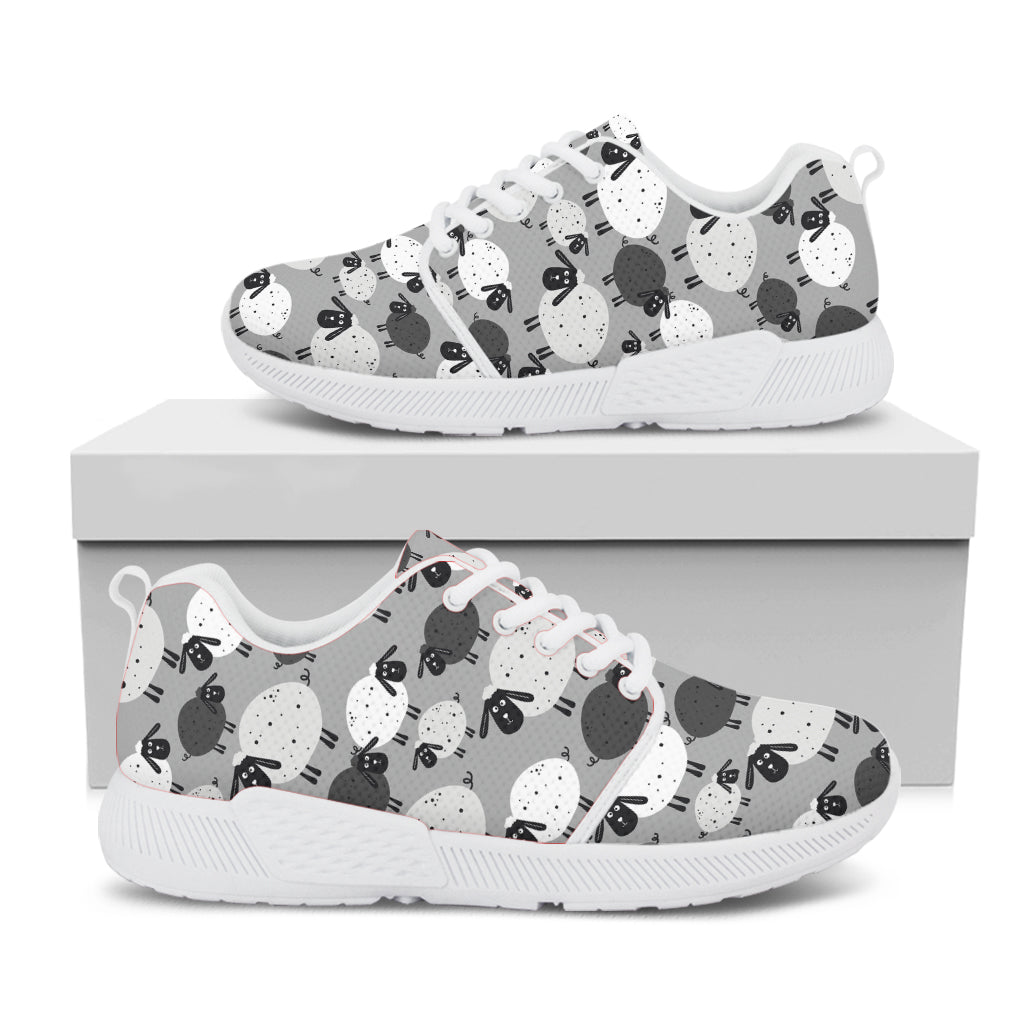 Doodle Sheep Pattern Print White Athletic Shoes