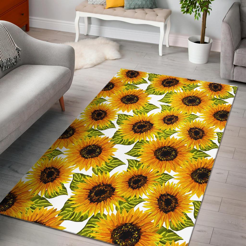Doodle Sunflower Pattern Print Area Rug