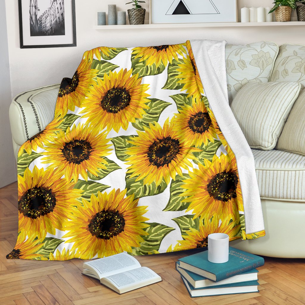 Doodle Sunflower Pattern Print Blanket