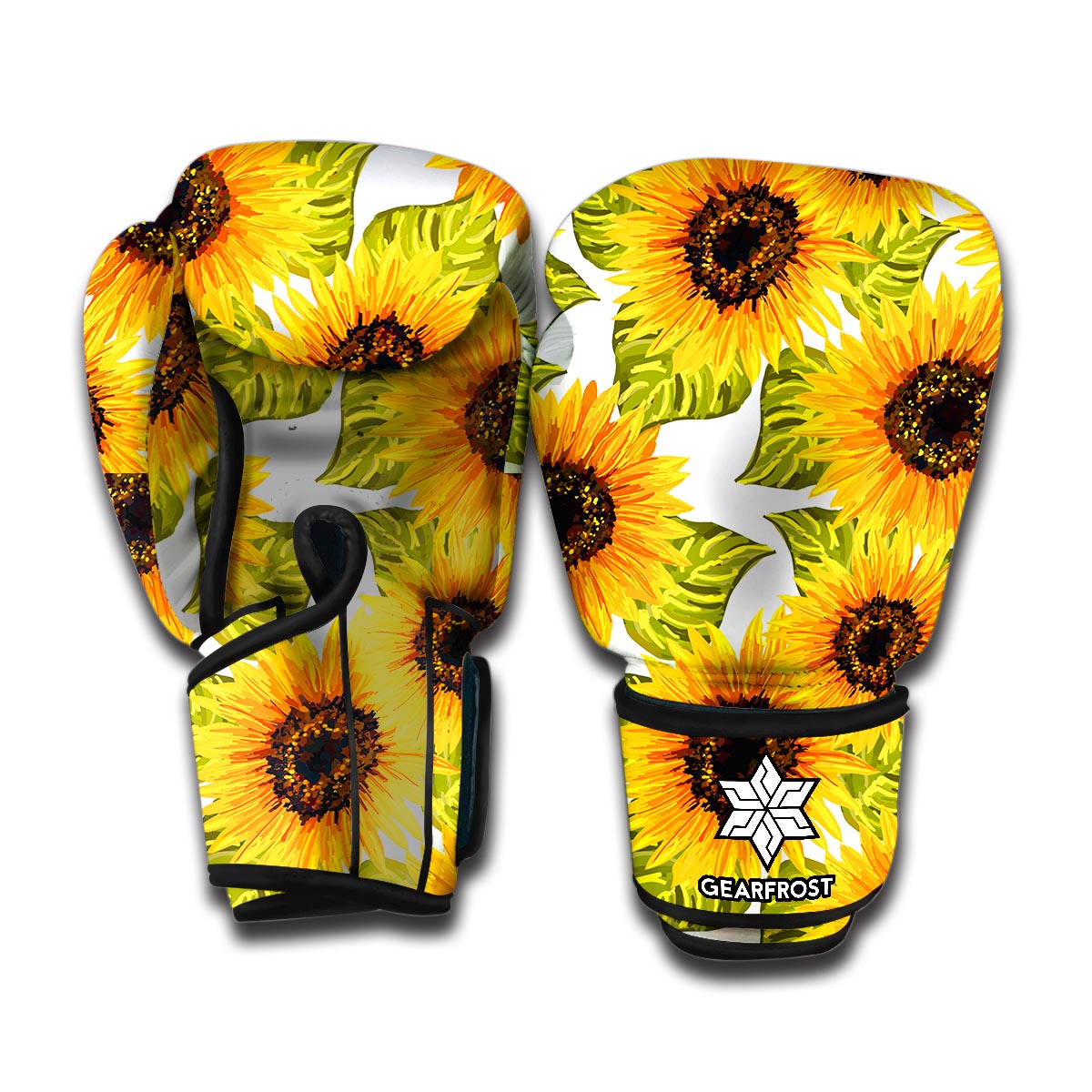 Doodle Sunflower Pattern Print Boxing Gloves