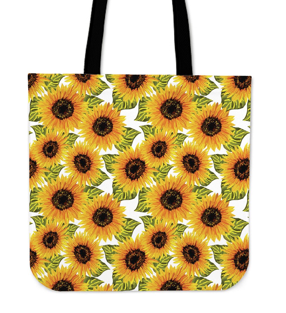 Doodle Sunflower Pattern Print Canvas Tote Bag