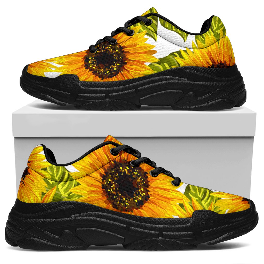 Doodle Sunflower Pattern Print Chunky Sneakers