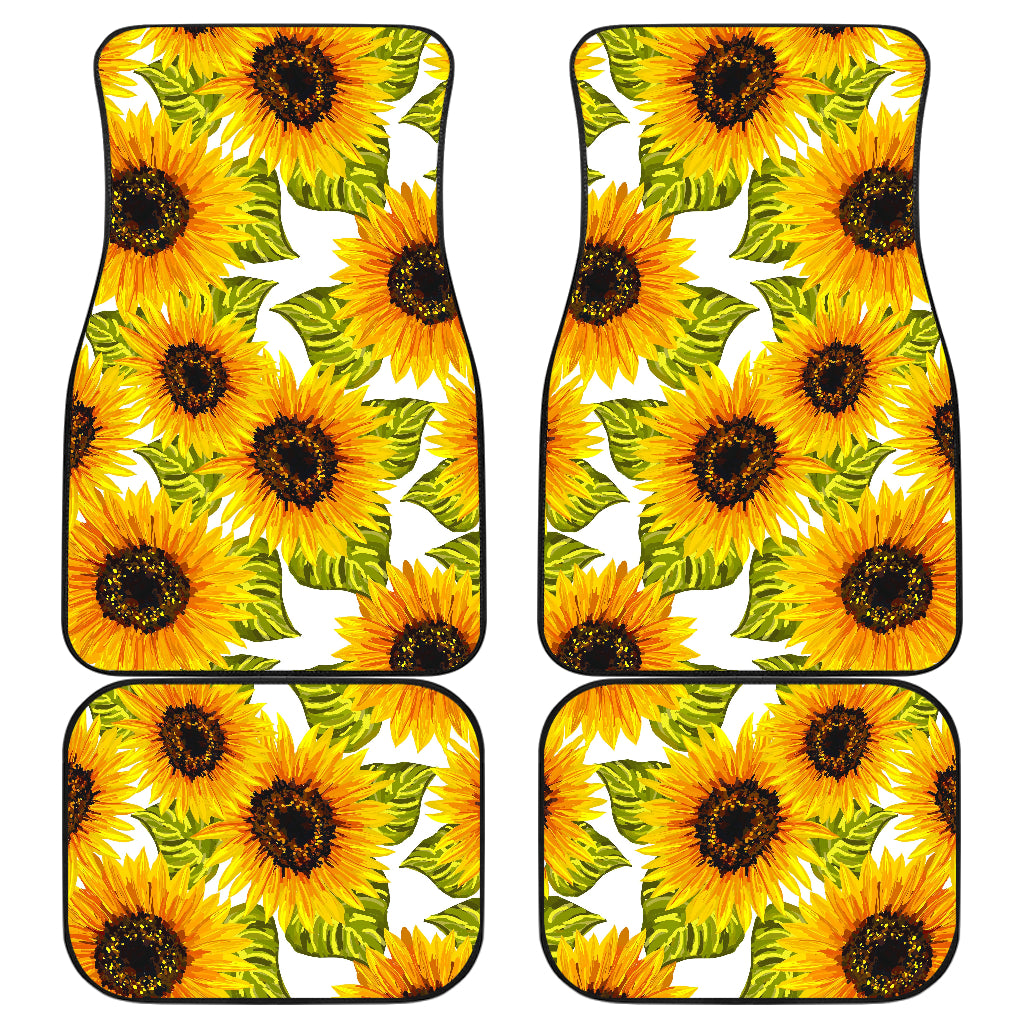 Doodle Sunflower Pattern Print Front and Back Car Floor Mats