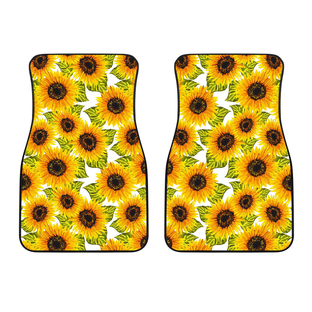 Doodle Sunflower Pattern Print Front Car Floor Mats
