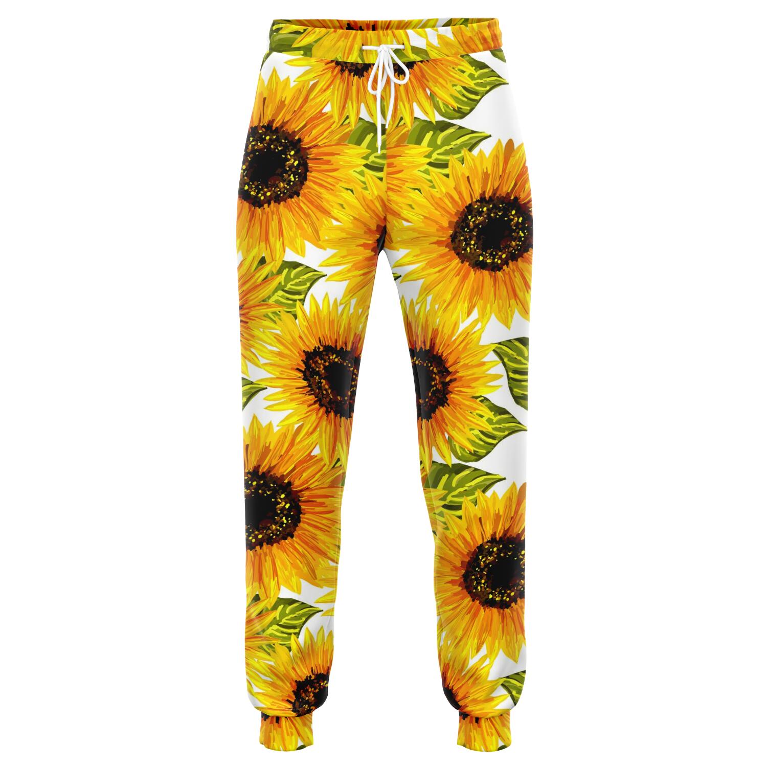 Doodle Sunflower Pattern Print Jogger Pants