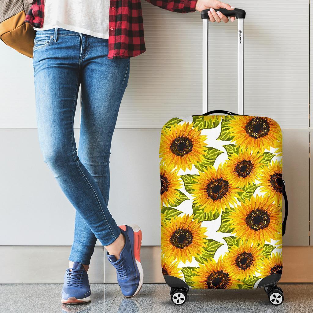 Doodle Sunflower Pattern Print Luggage Cover
