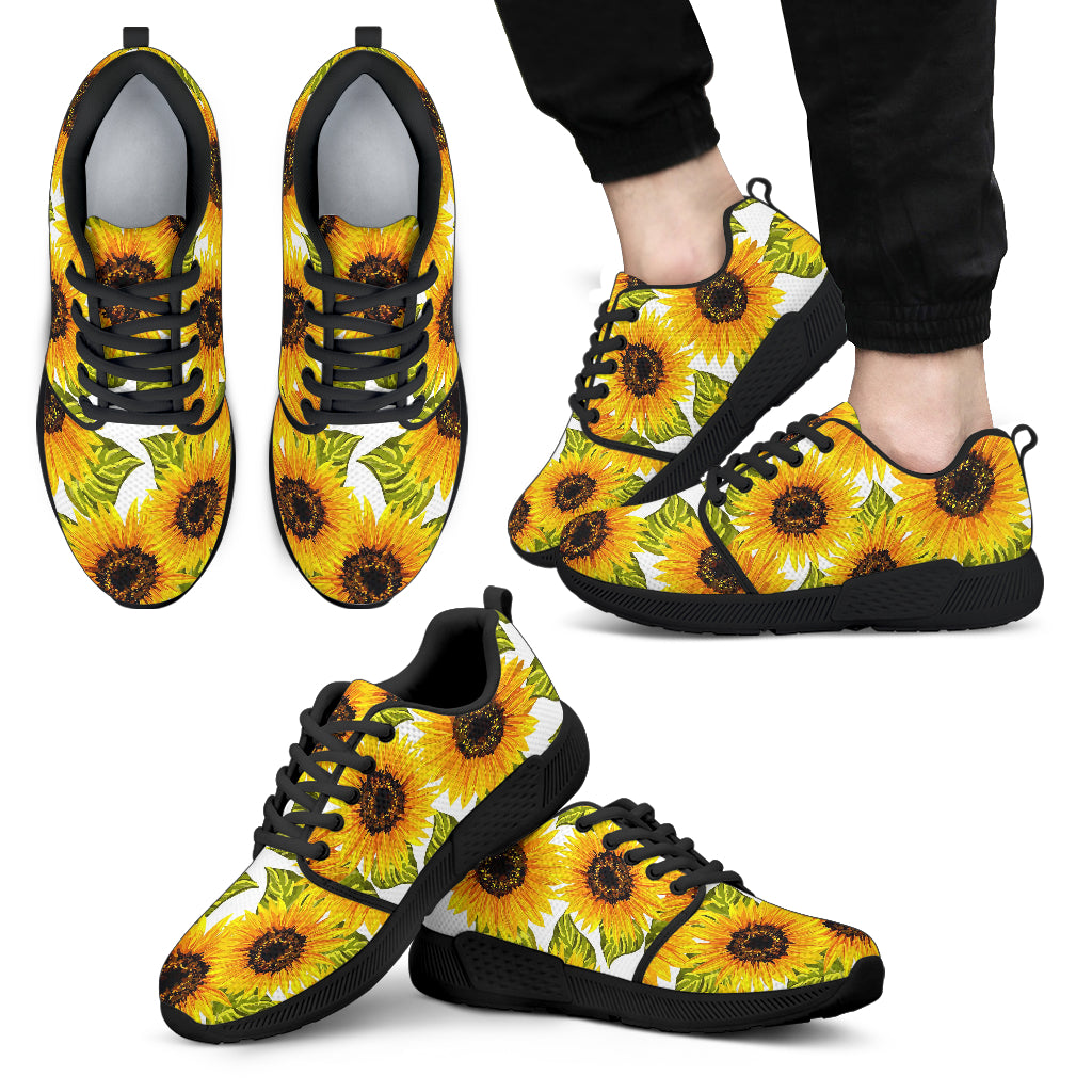 Doodle Sunflower Pattern Print Men's Athletic Shoes