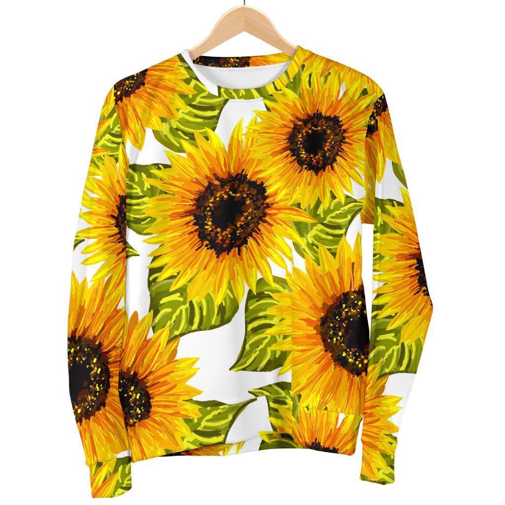 Doodle Sunflower Pattern Print Men's Crewneck Sweatshirt