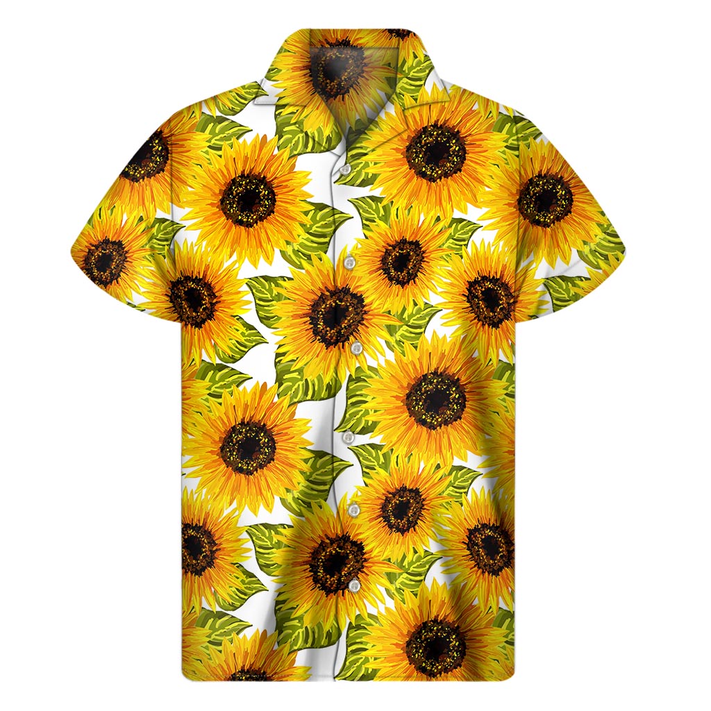 Doodle Sunflower Pattern Print Men's Short Sleeve Shirt