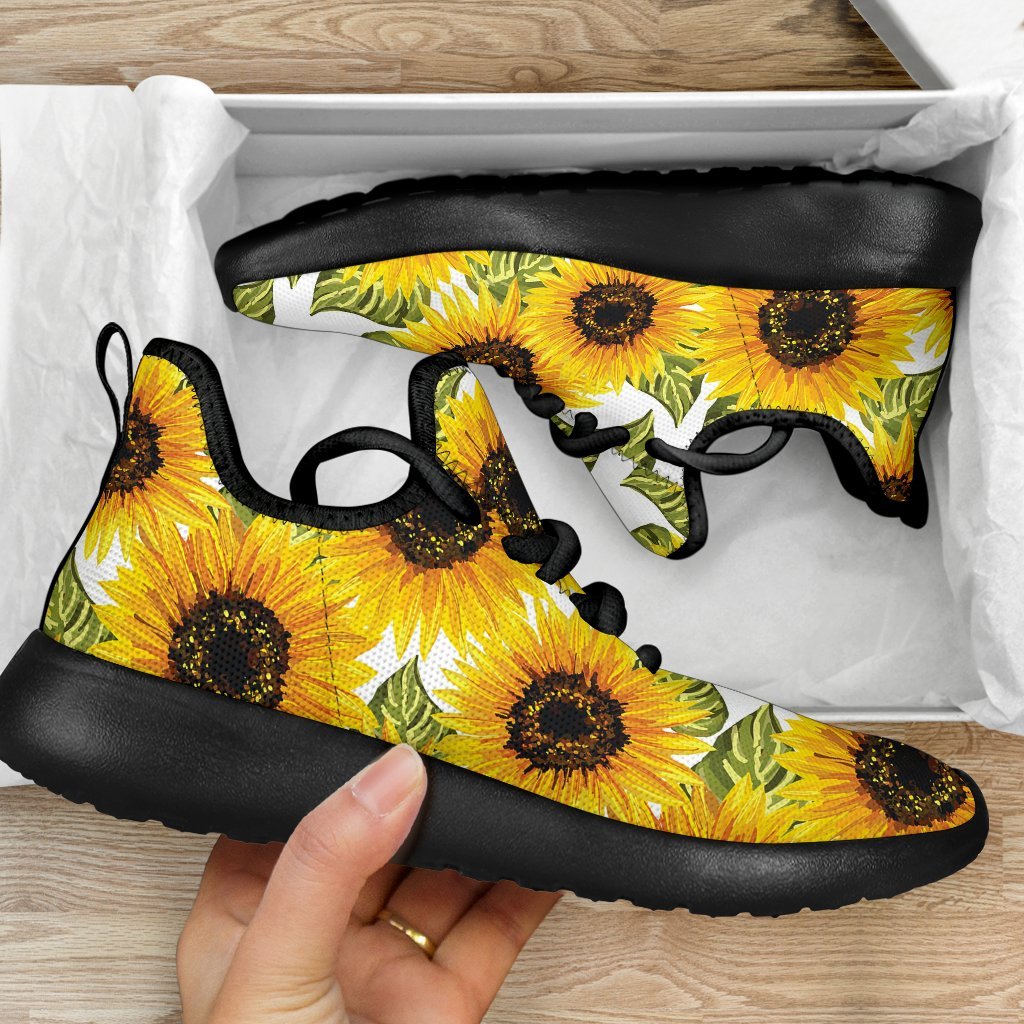 Doodle Sunflower Pattern Print Mesh Knit Shoes