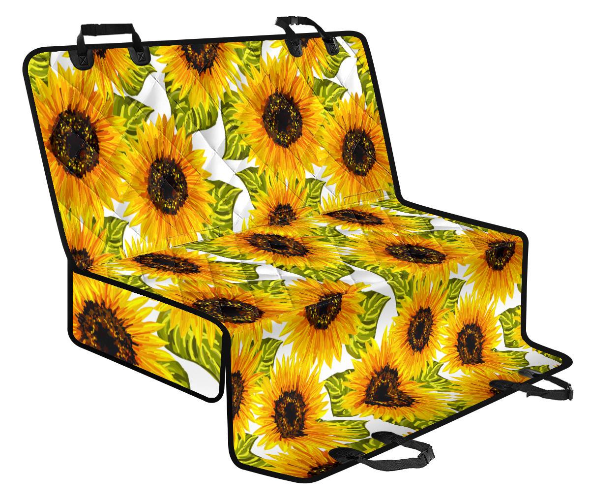 Doodle Sunflower Pattern Print Pet Car Back Seat Cover