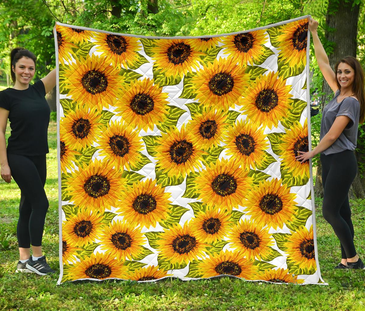 Doodle Sunflower Pattern Print Quilt