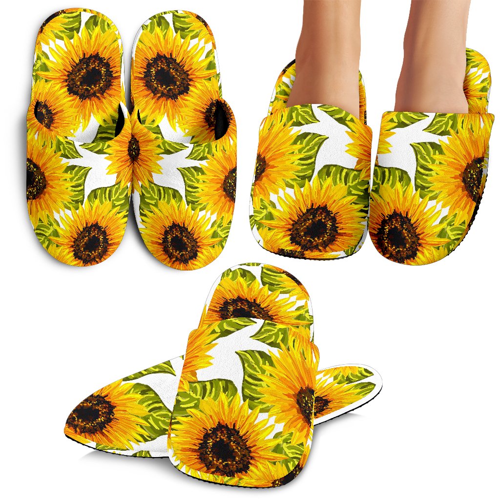Doodle Sunflower Pattern Print Slippers
