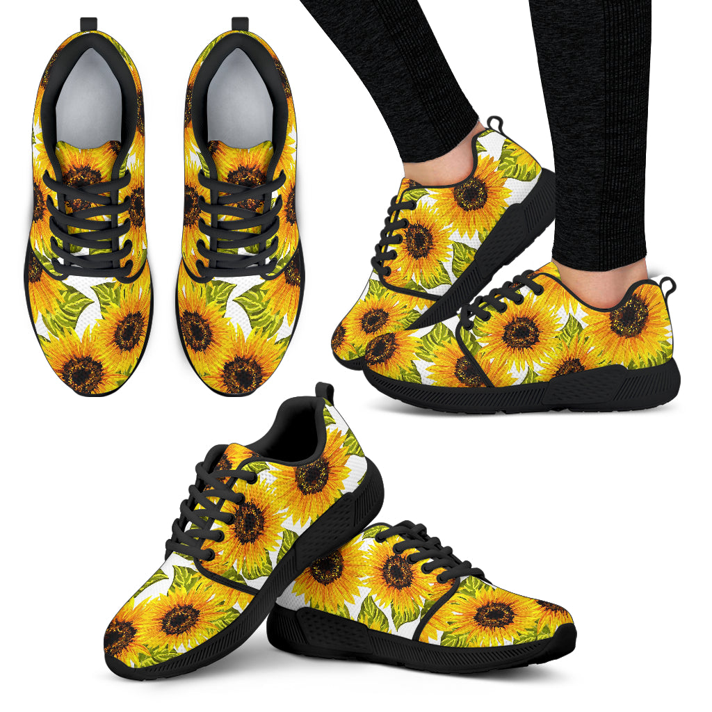 Doodle Sunflower Pattern Print Women's Athletic Shoes