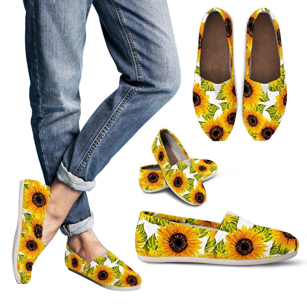 Doodle Sunflower Pattern Print Women's Casual Canvas Shoes