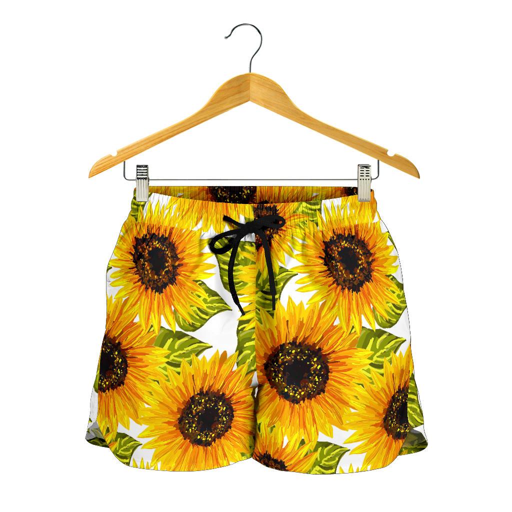 Doodle Sunflower Pattern Print Women's Shorts