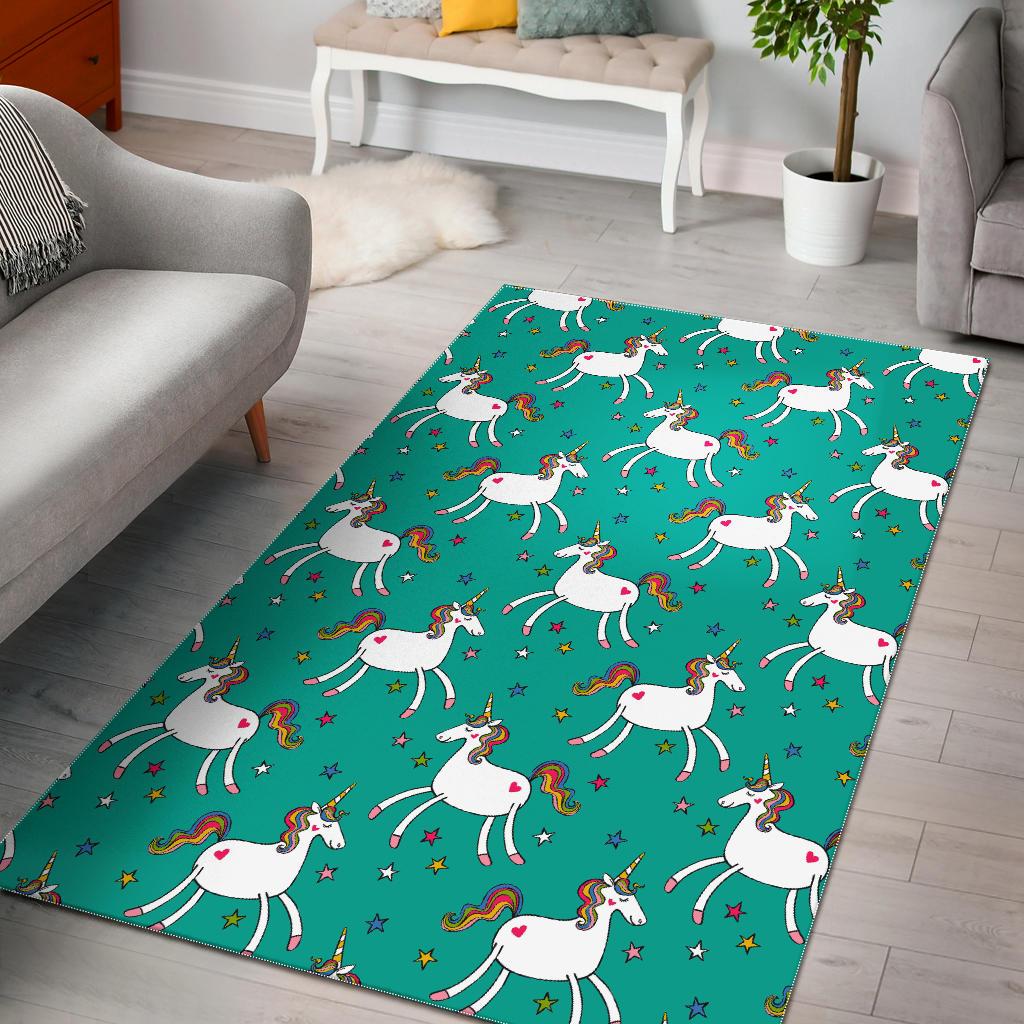 Doodle Unicorn Pattern Print Area Rug