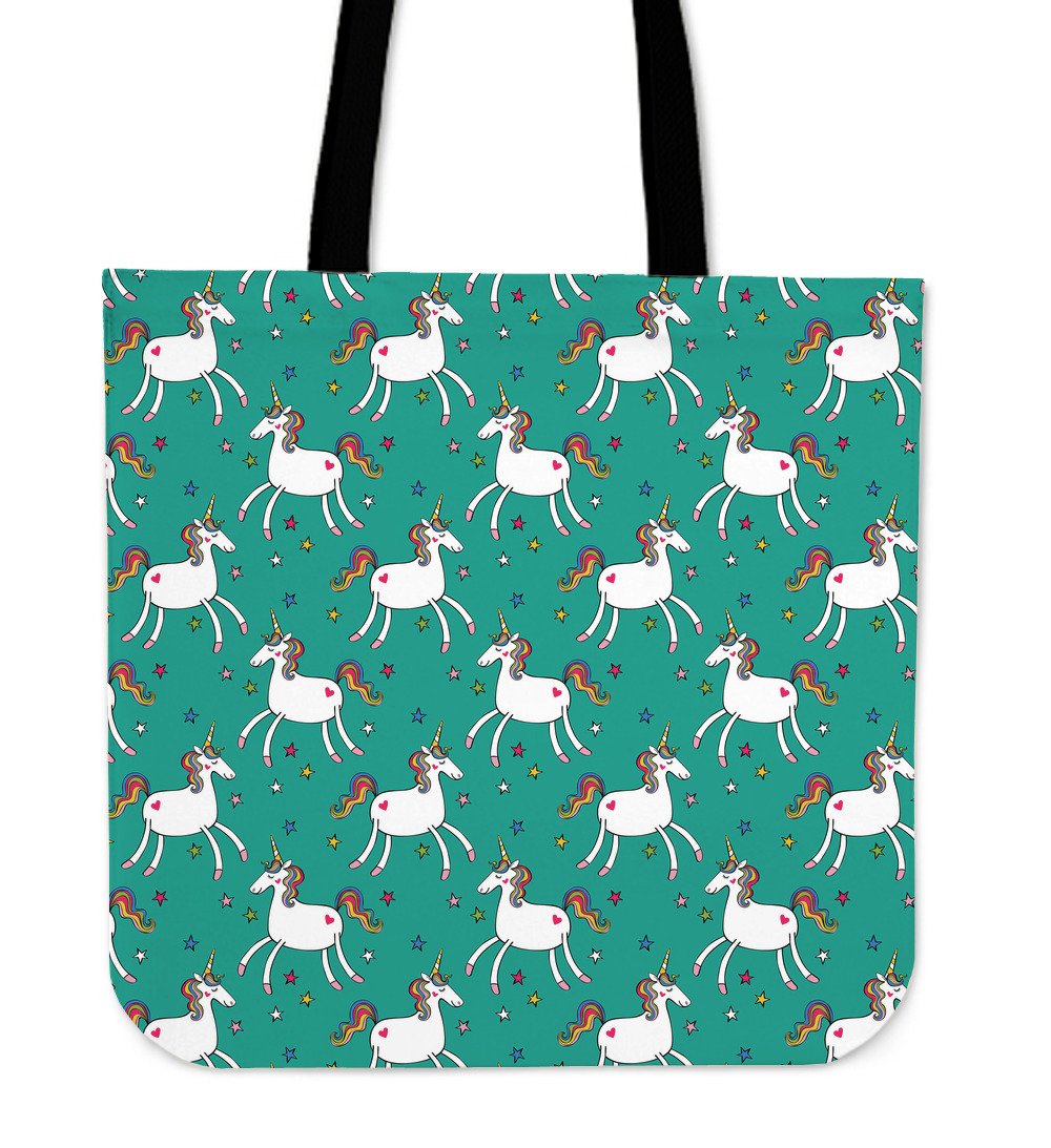 Doodle Unicorn Pattern Print Canvas Tote Bag