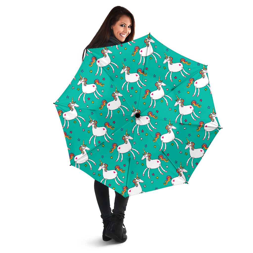 Doodle Unicorn Pattern Print Foldable Umbrella