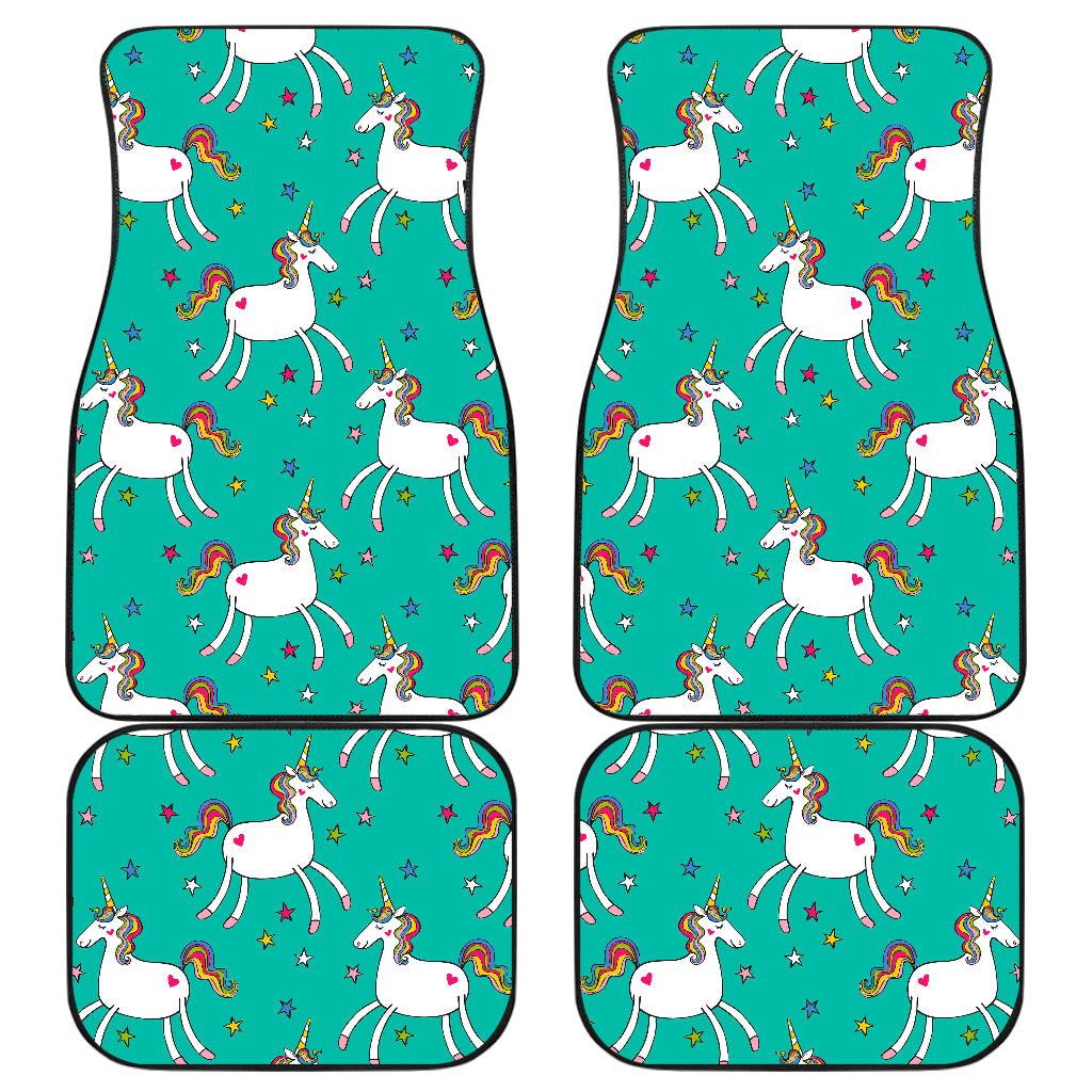Doodle Unicorn Pattern Print Front and Back Car Floor Mats