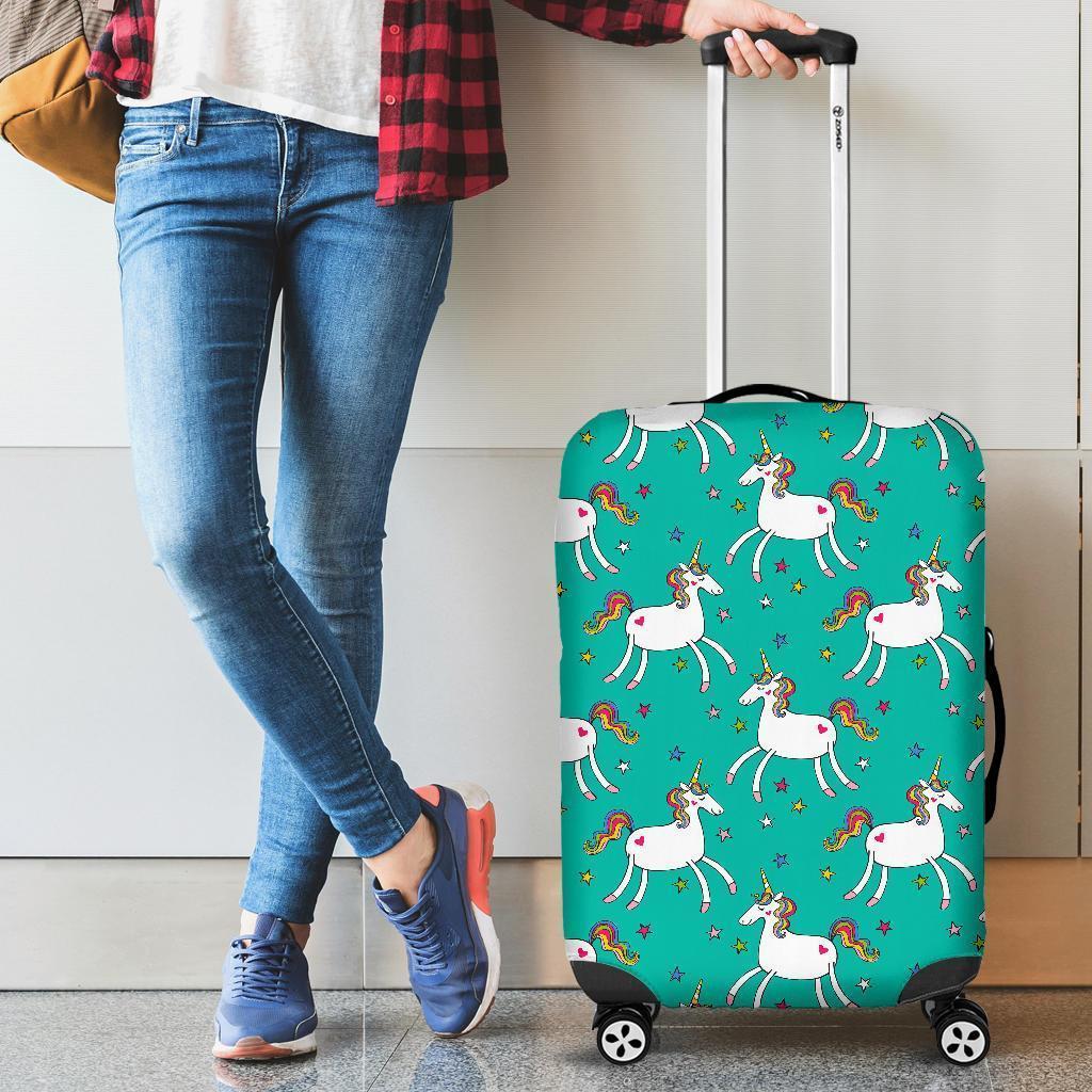 Doodle Unicorn Pattern Print Luggage Cover