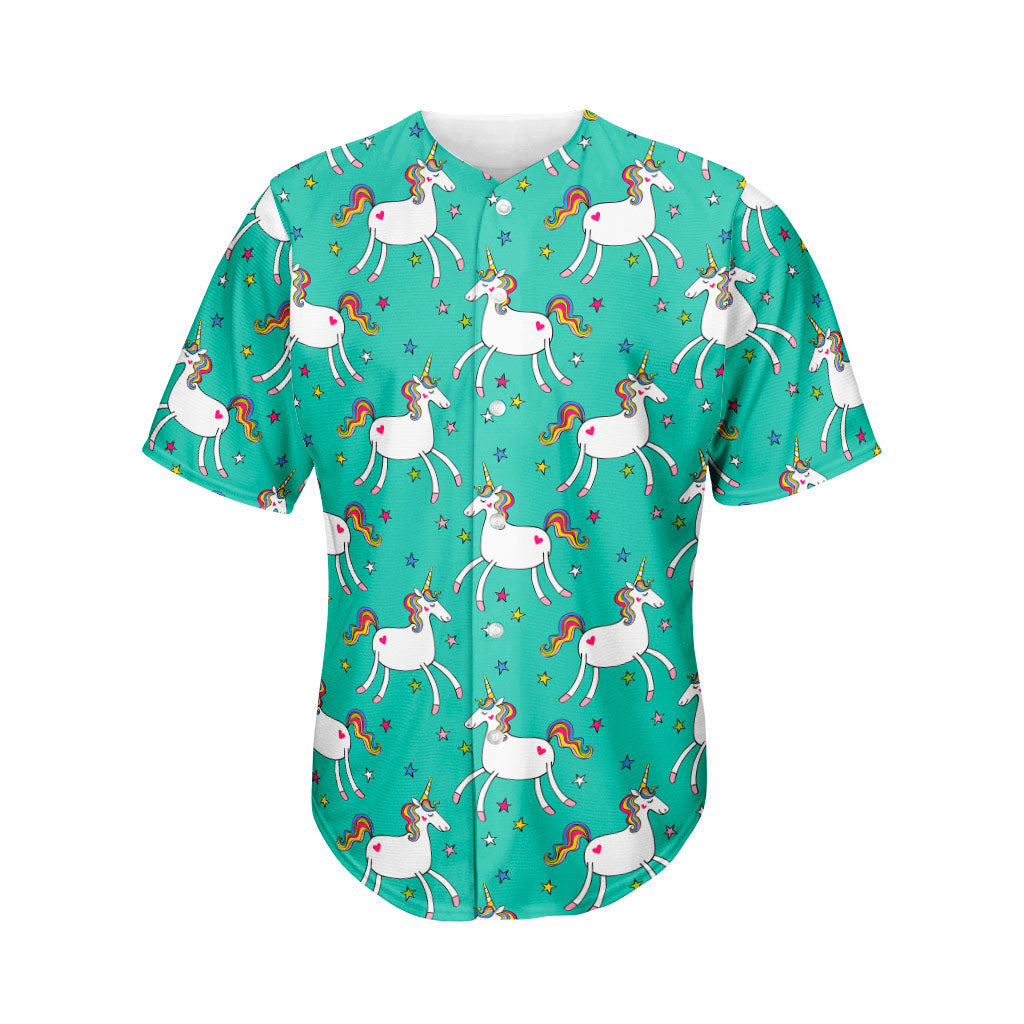 Doodle Unicorn Pattern Print Men's Baseball Jersey