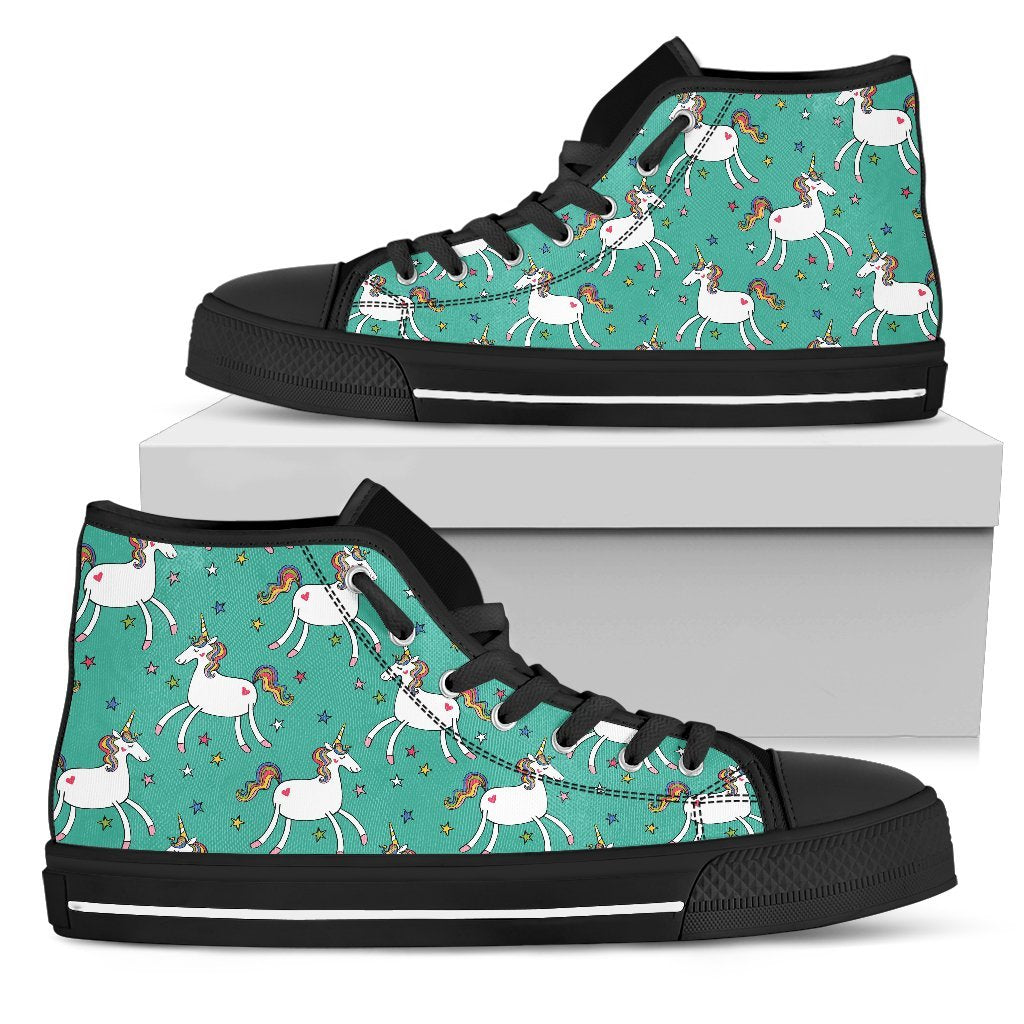 Doodle Unicorn Pattern Print Men's High Top Shoes