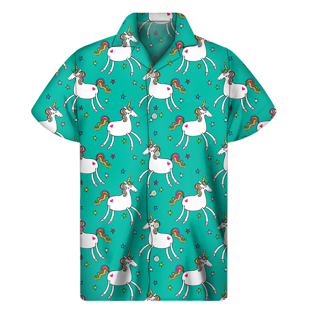 Doodle Unicorn Pattern Print Men's Short Sleeve Shirt