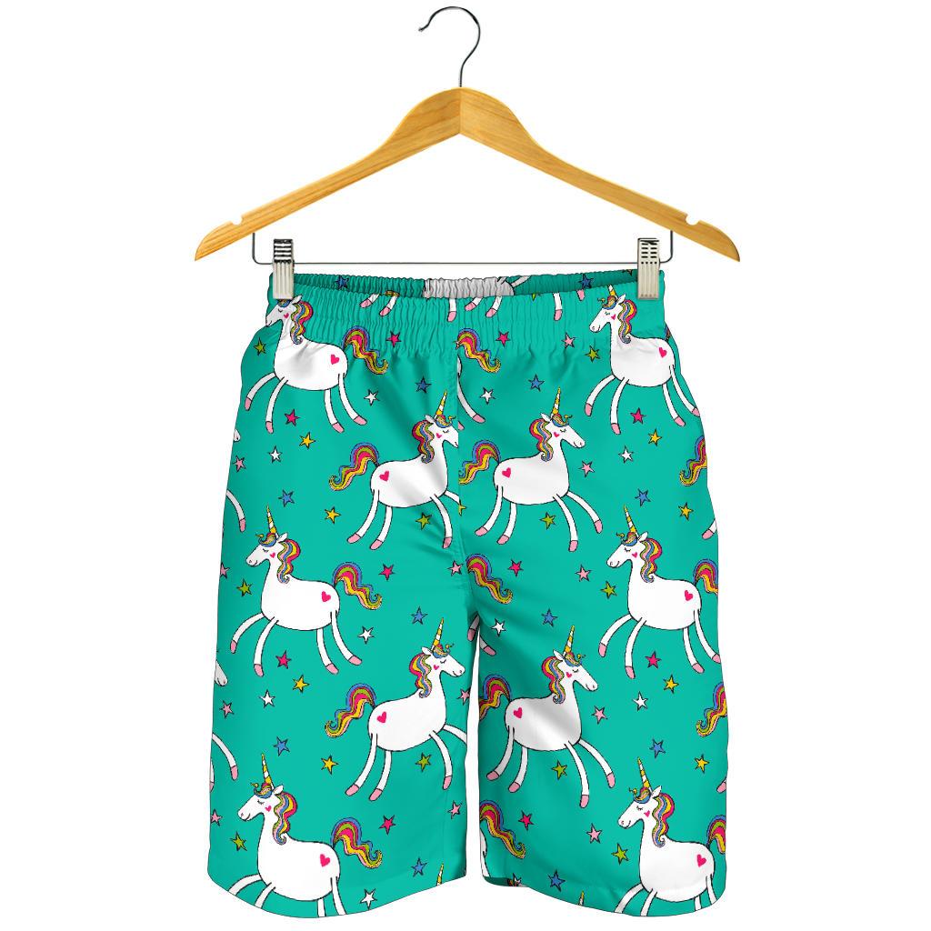 Doodle Unicorn Pattern Print Men's Shorts