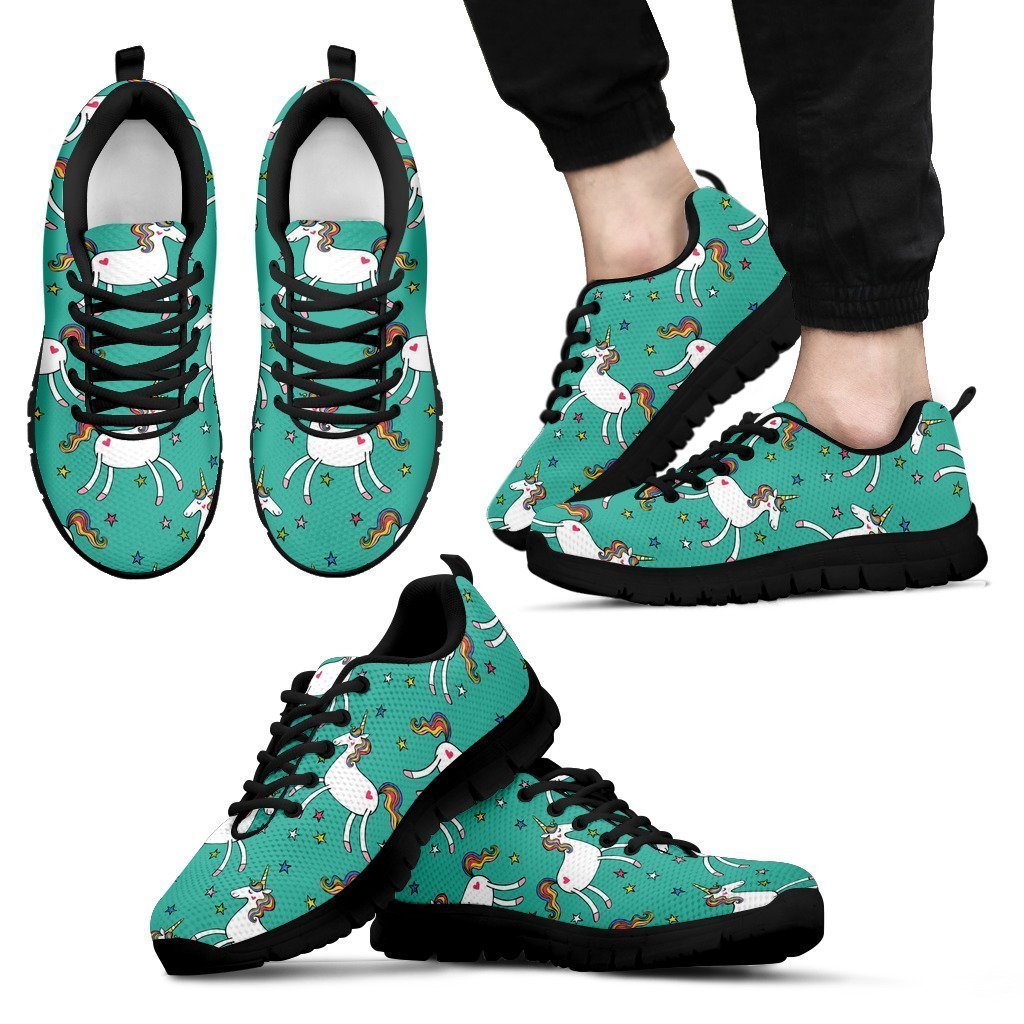 Doodle Unicorn Pattern Print Men's Sneakers