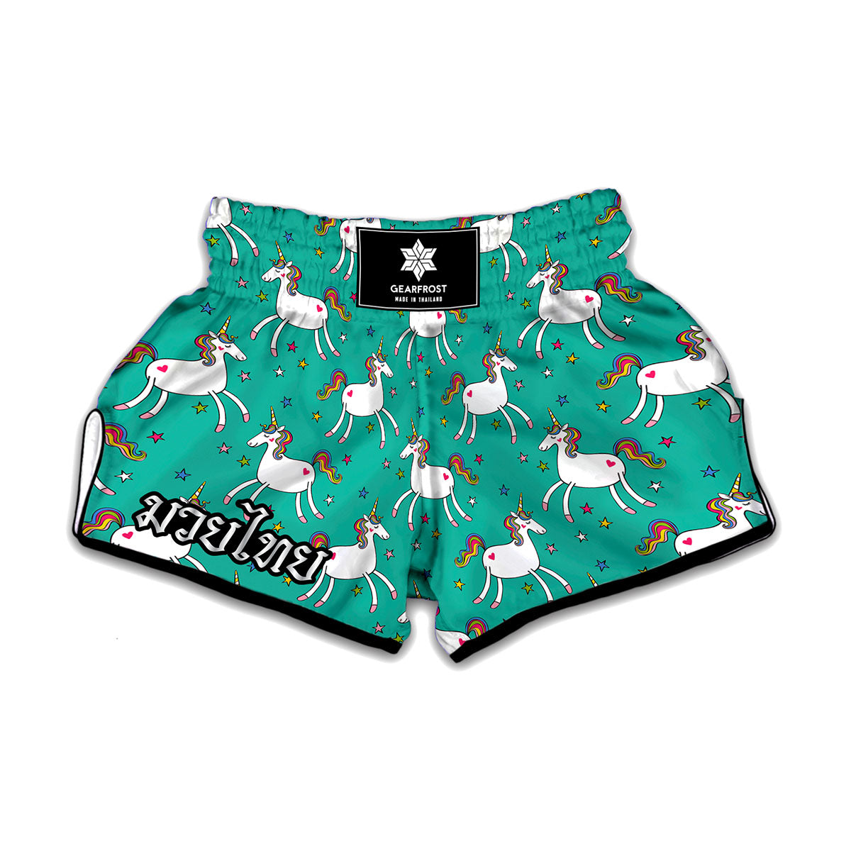 Doodle Unicorn Pattern Print Muay Thai Boxing Shorts