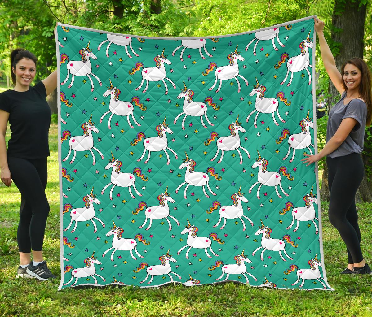 Doodle Unicorn Pattern Print Quilt