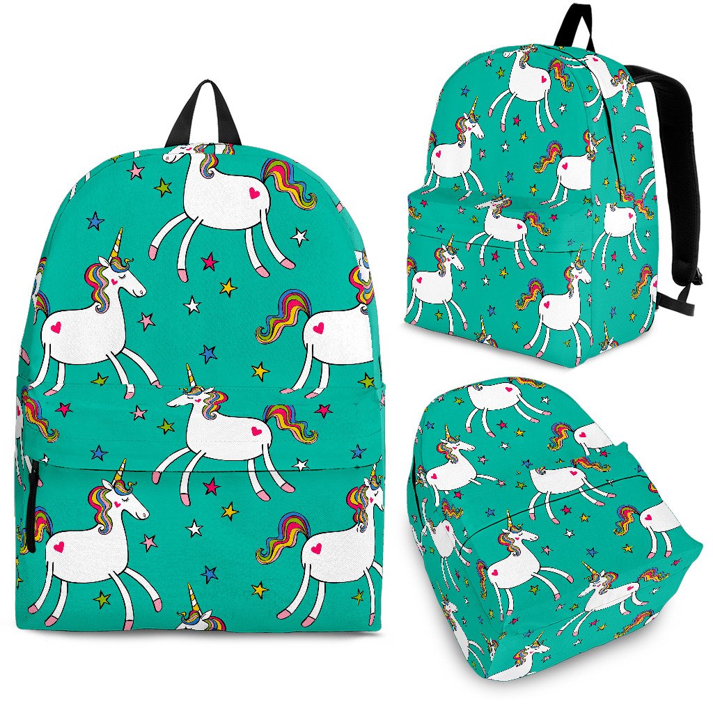 Doodle Unicorn Pattern Print School Backpack