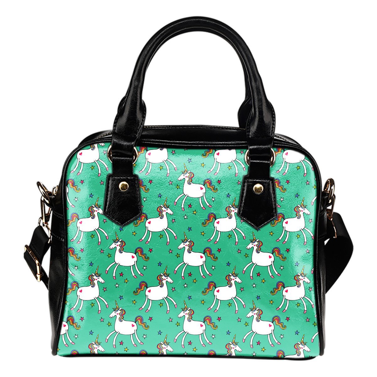 Doodle Unicorn Pattern Print Shoulder Handbag