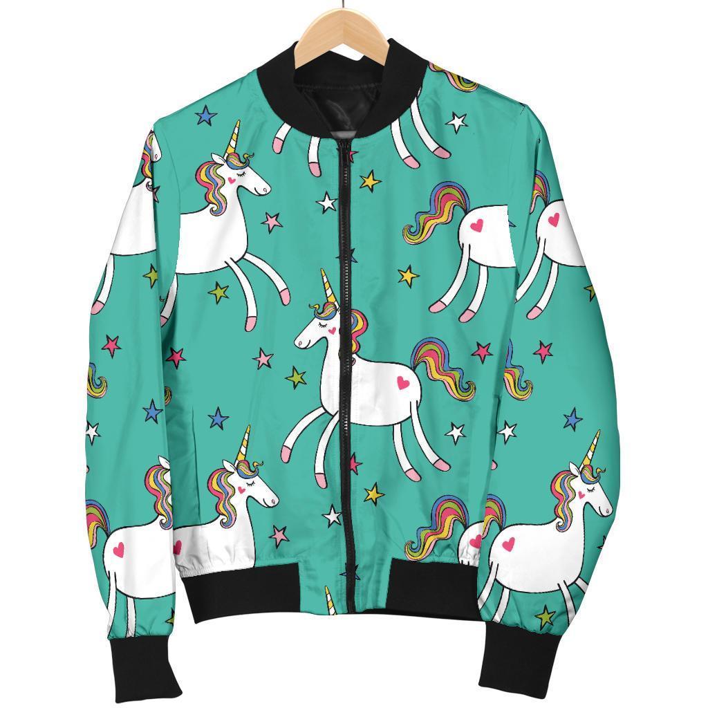 Doodle Unicorn Pattern Print Women's Bomber Jacket