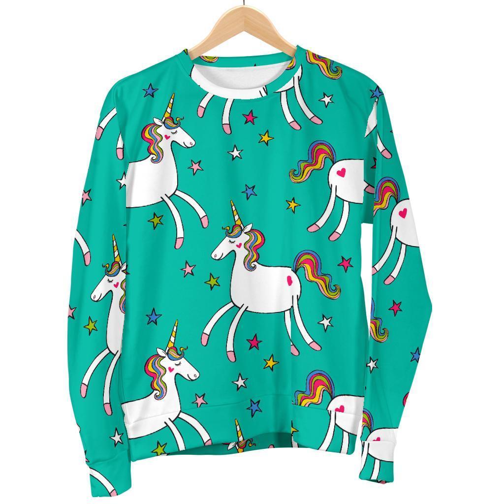 Doodle Unicorn Pattern Print Women's Crewneck Sweatshirt