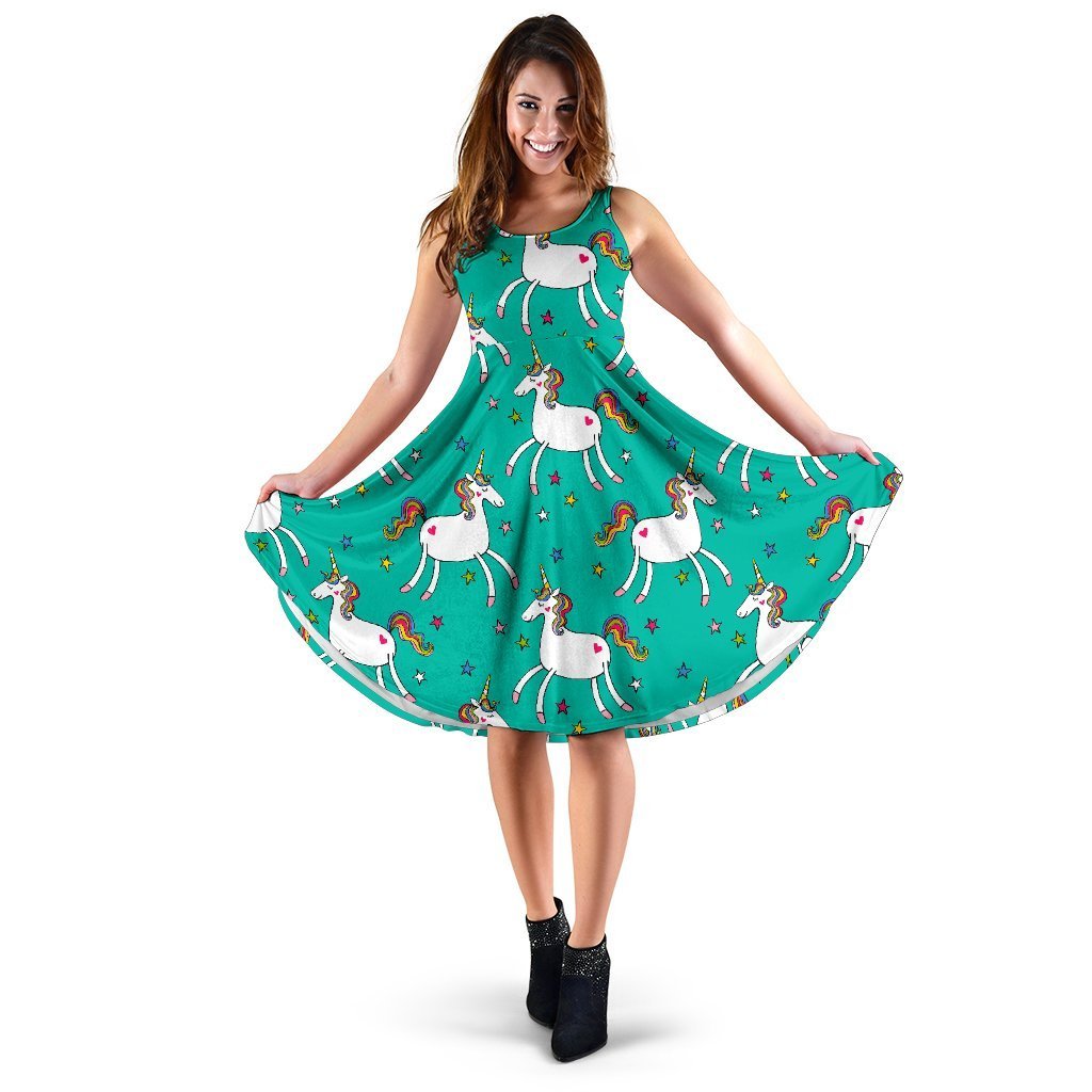 Doodle Unicorn Pattern Print Women's Dress