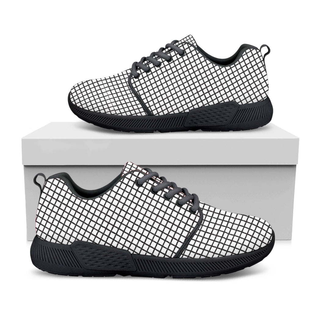 Doodle Windowpane Pattern Print Black Athletic Shoes