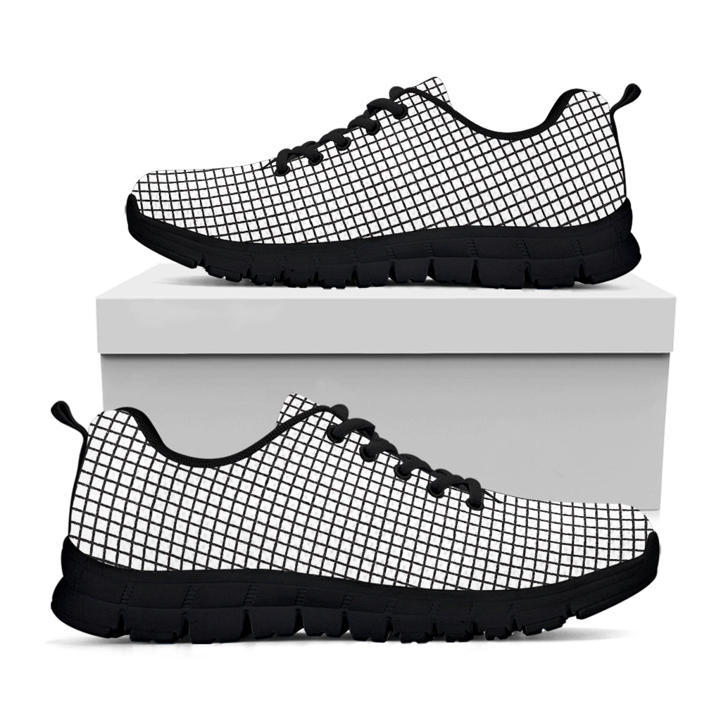 Doodle Windowpane Pattern Print Black Sneakers