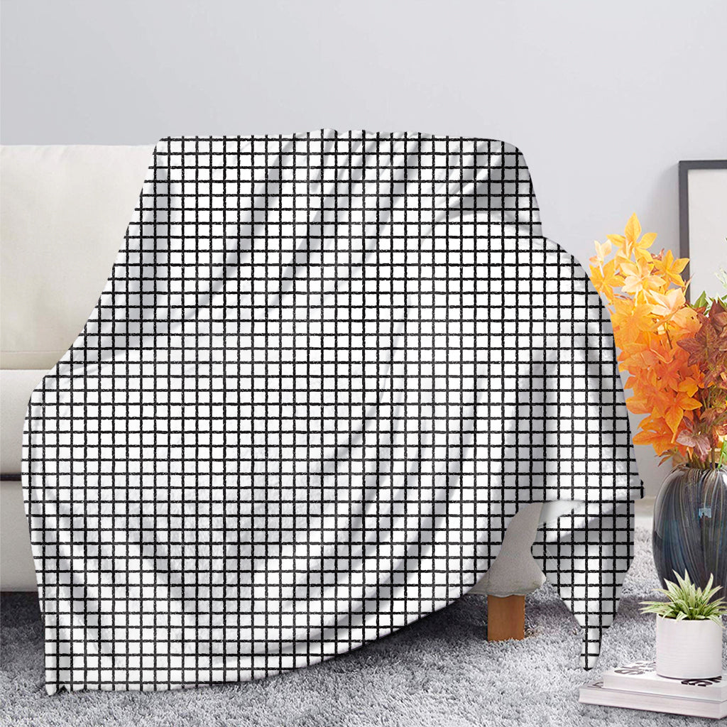 Doodle Windowpane Pattern Print Blanket