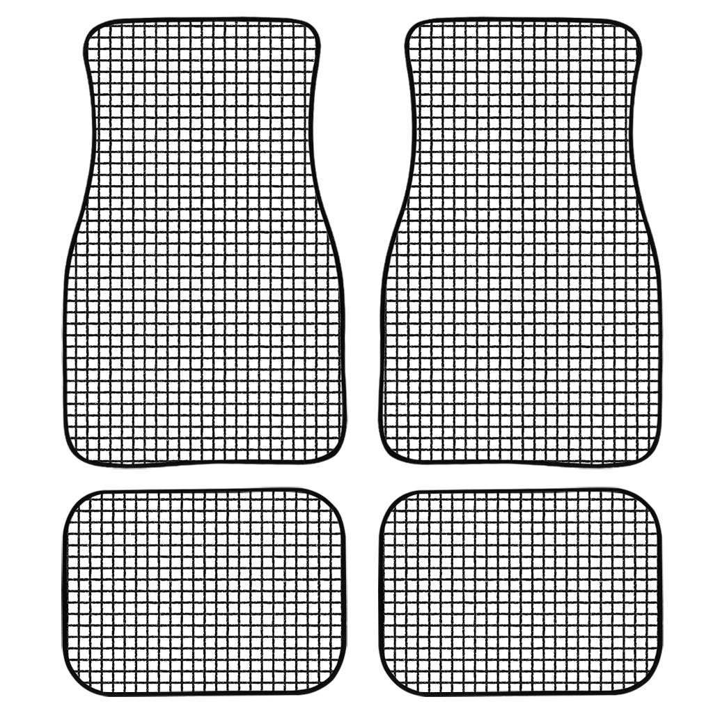 Doodle Windowpane Pattern Print Front and Back Car Floor Mats