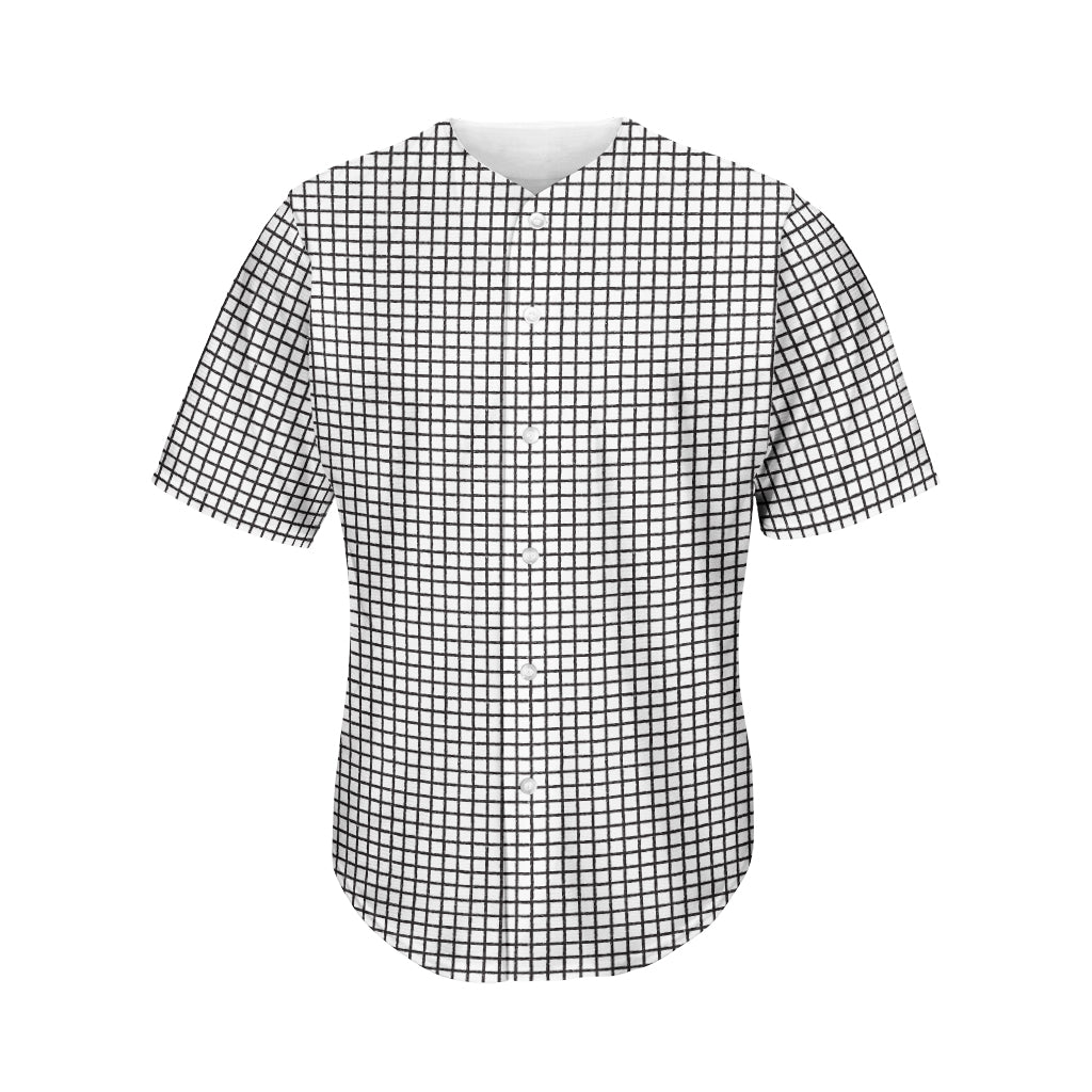 Doodle Windowpane Pattern Print Men's Baseball Jersey