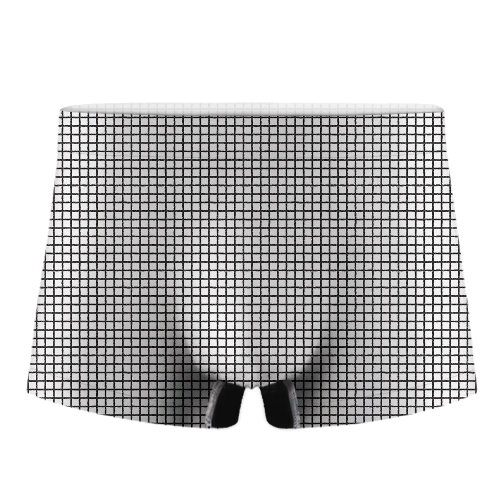 Doodle Windowpane Pattern Print Men's Boxer Briefs