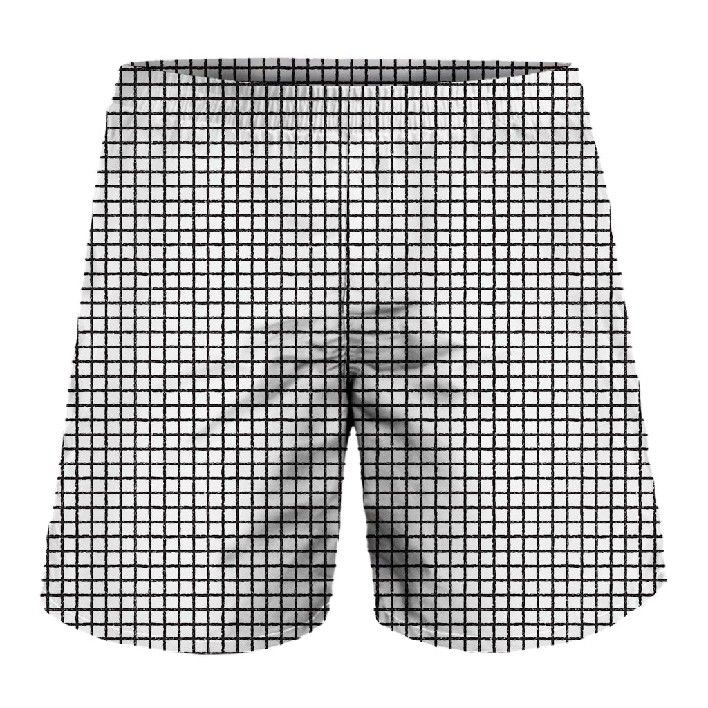 Doodle Windowpane Pattern Print Men's Shorts