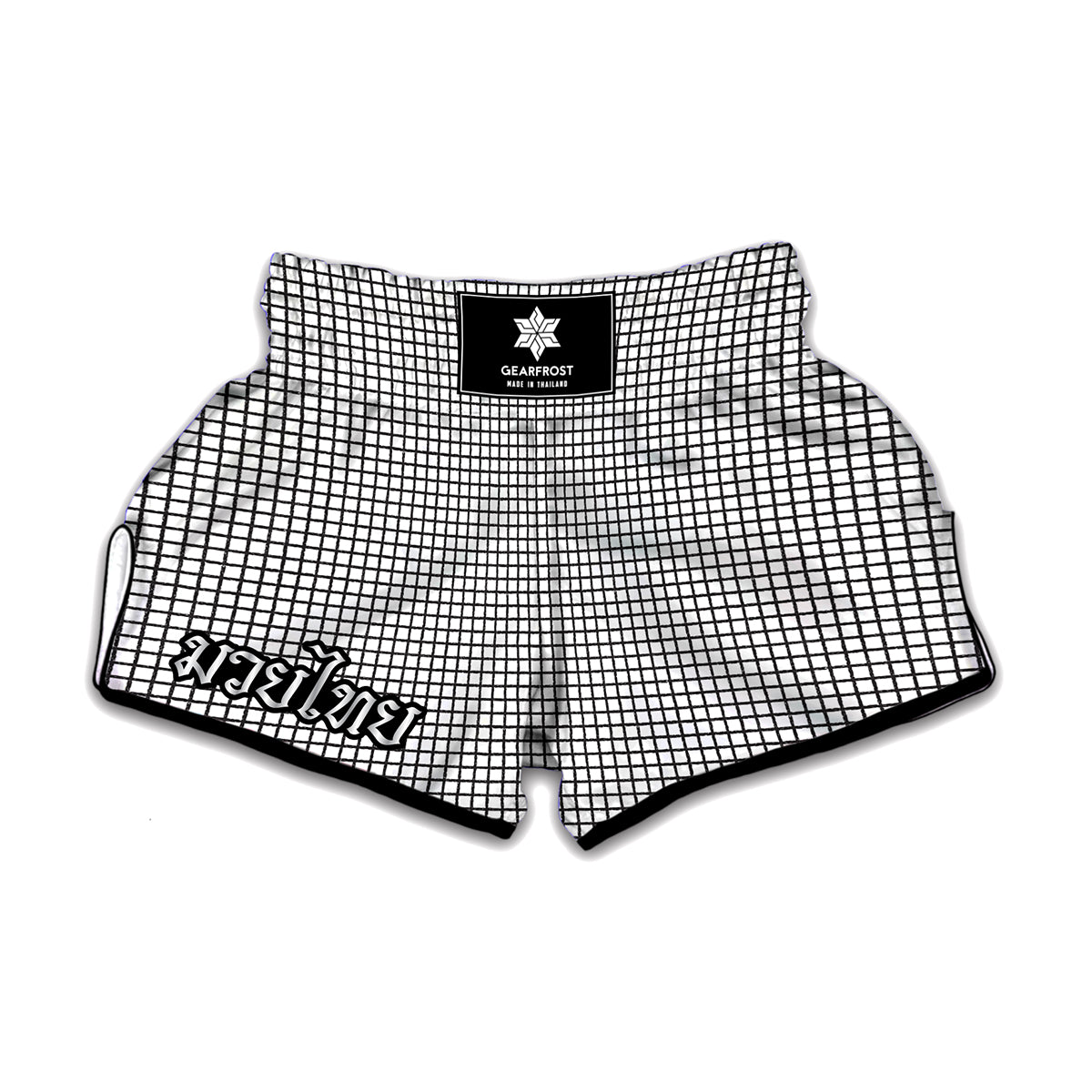 Doodle Windowpane Pattern Print Muay Thai Boxing Shorts