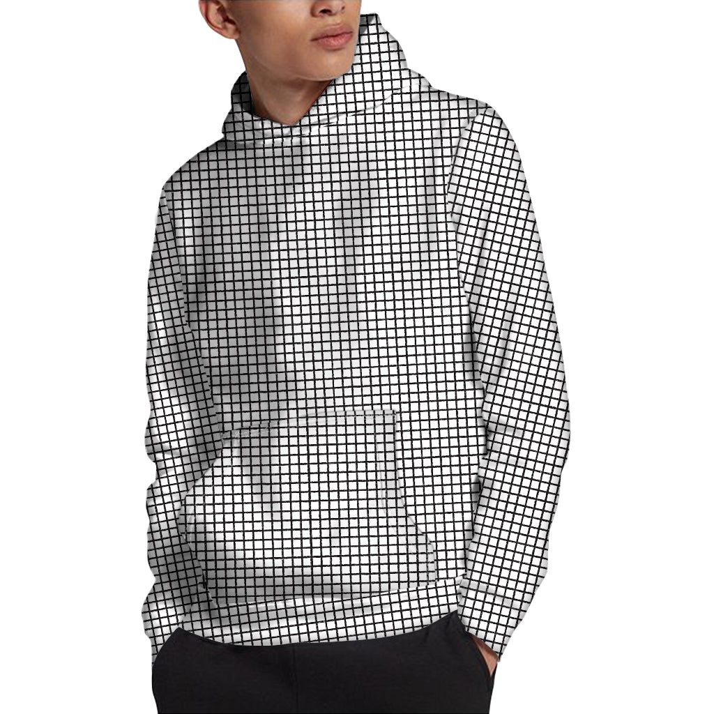 Doodle Windowpane Pattern Print Pullover Hoodie