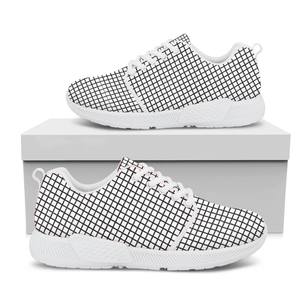 Doodle Windowpane Pattern Print White Athletic Shoes