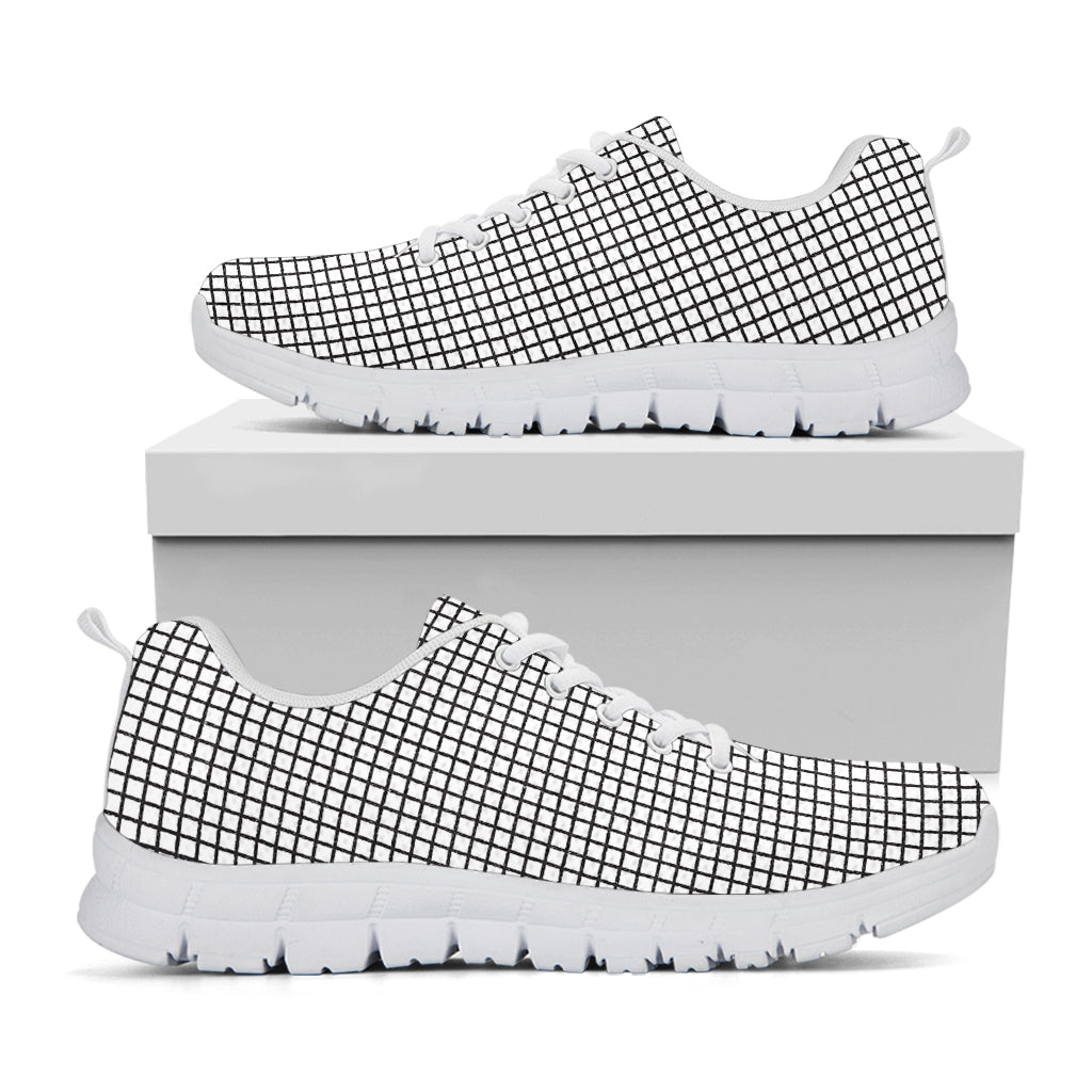 Doodle Windowpane Pattern Print White Sneakers