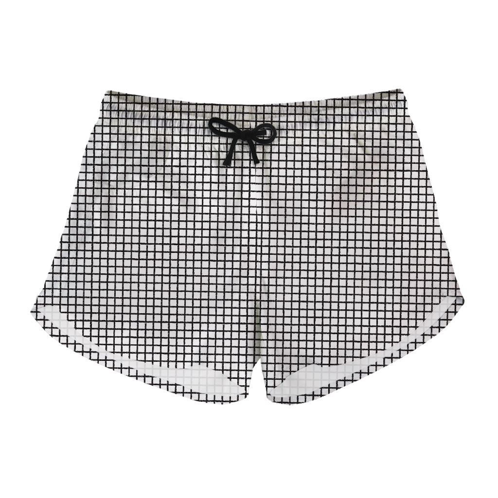 Doodle Windowpane Pattern Print Women's Shorts