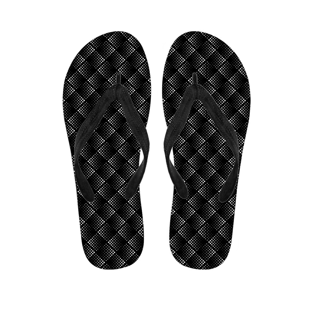 Dot Geometric Square Pattern Print Flip Flops